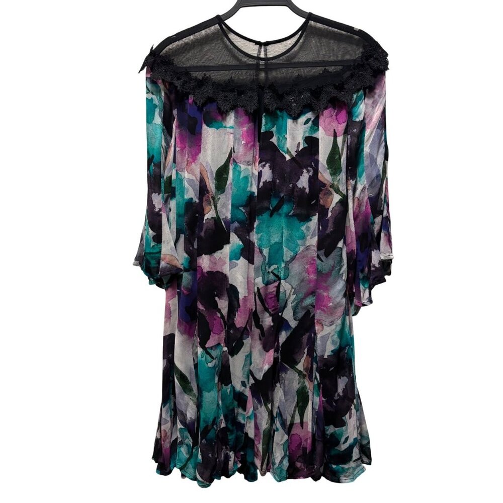 Anthropologie Womens Flutter Sleeve Floral Mini Dress Size S